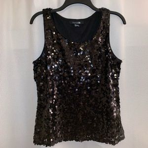 🖤 Black Scoop-Neck Sequined Tank Top (Size:S)